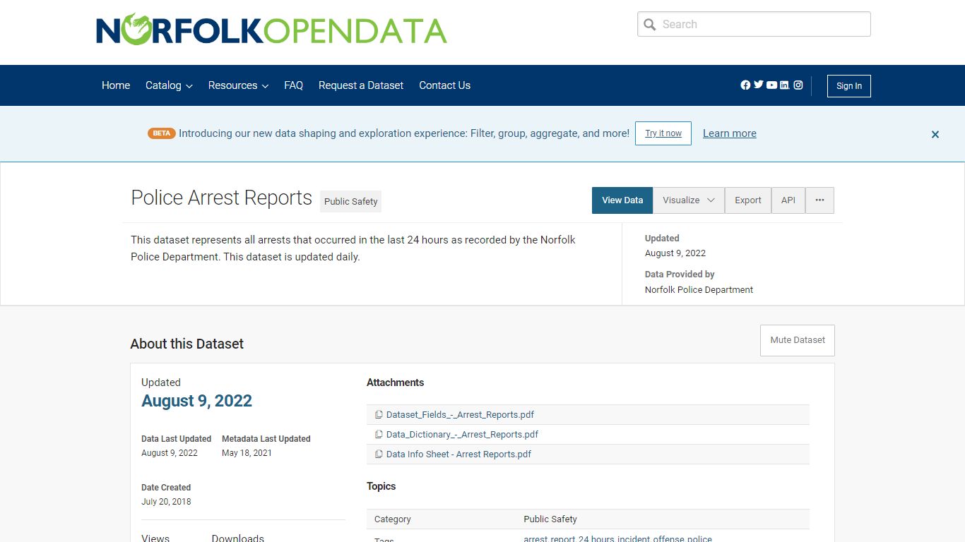 Police Arrest Reports | Open Data Portal - City of Norfolk ...